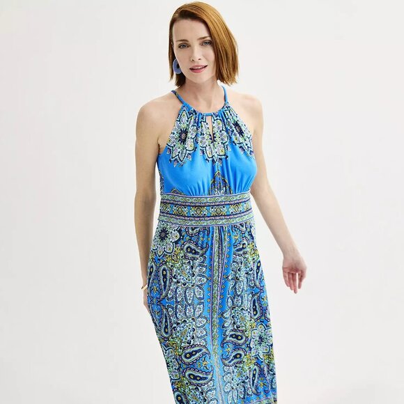 London Times Dresses & Skirts - NWT London Times blue bohemian floral maxi dress size 10